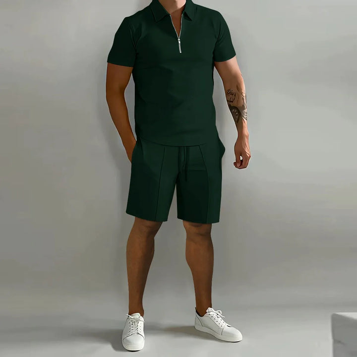 Men's Zip Polo and Shorts Set | Coordinated Look