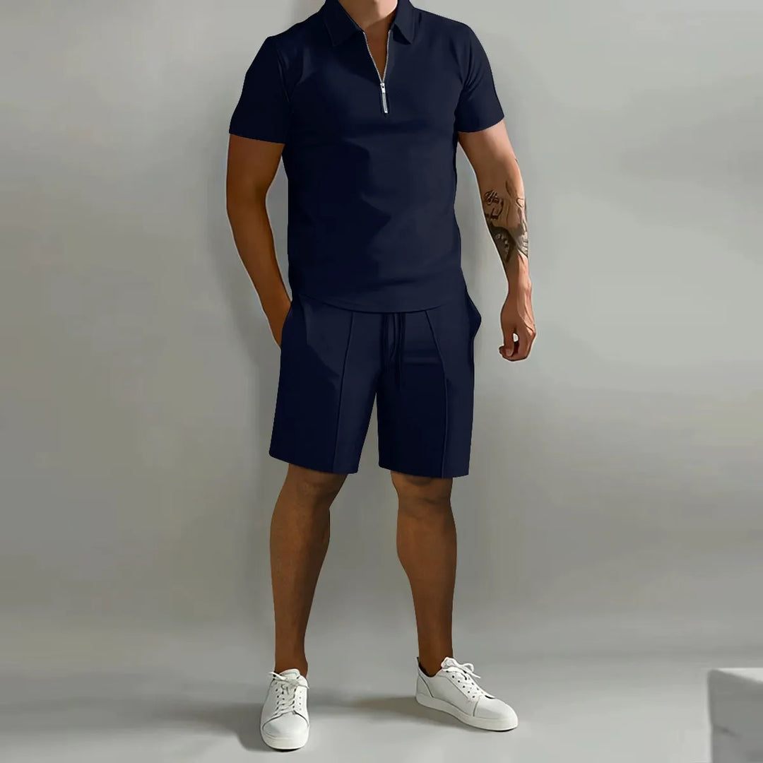 Men's Zip Polo and Shorts Set | Coordinated Look