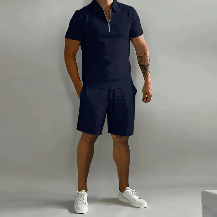 Men's Zip Polo and Shorts Set | Coordinated Look