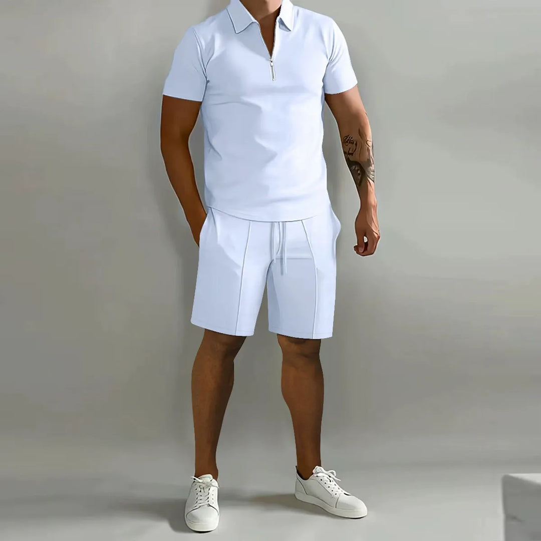 Men's Zip Polo and Shorts Set | Coordinated Look
