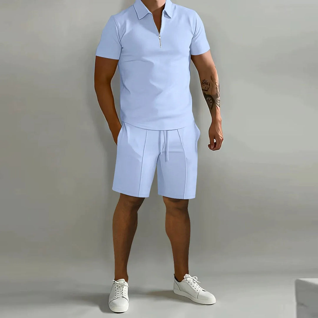 Men's Zip Polo and Shorts Set | Coordinated Look