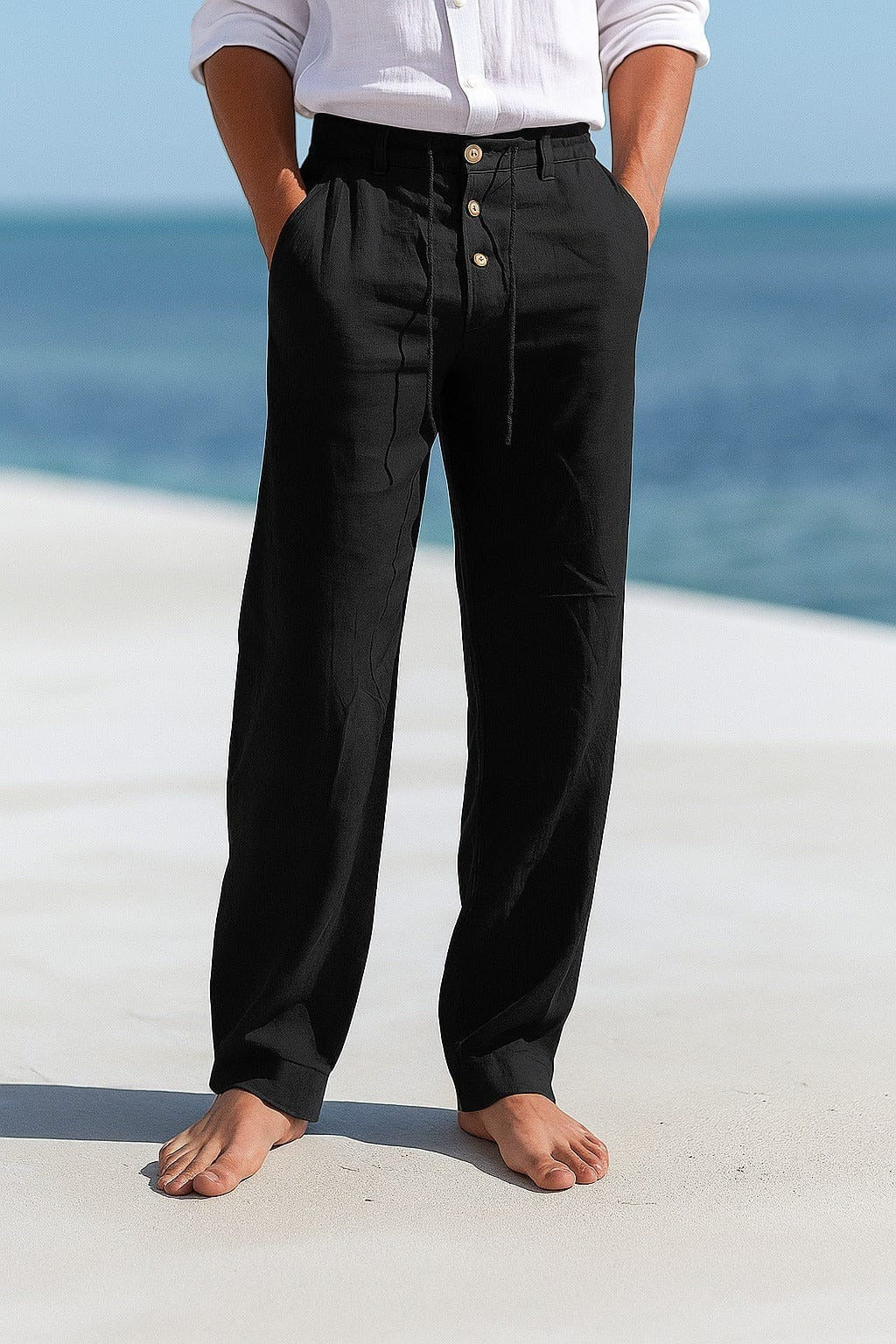 Huw | Wide-Fit Linen Trousers