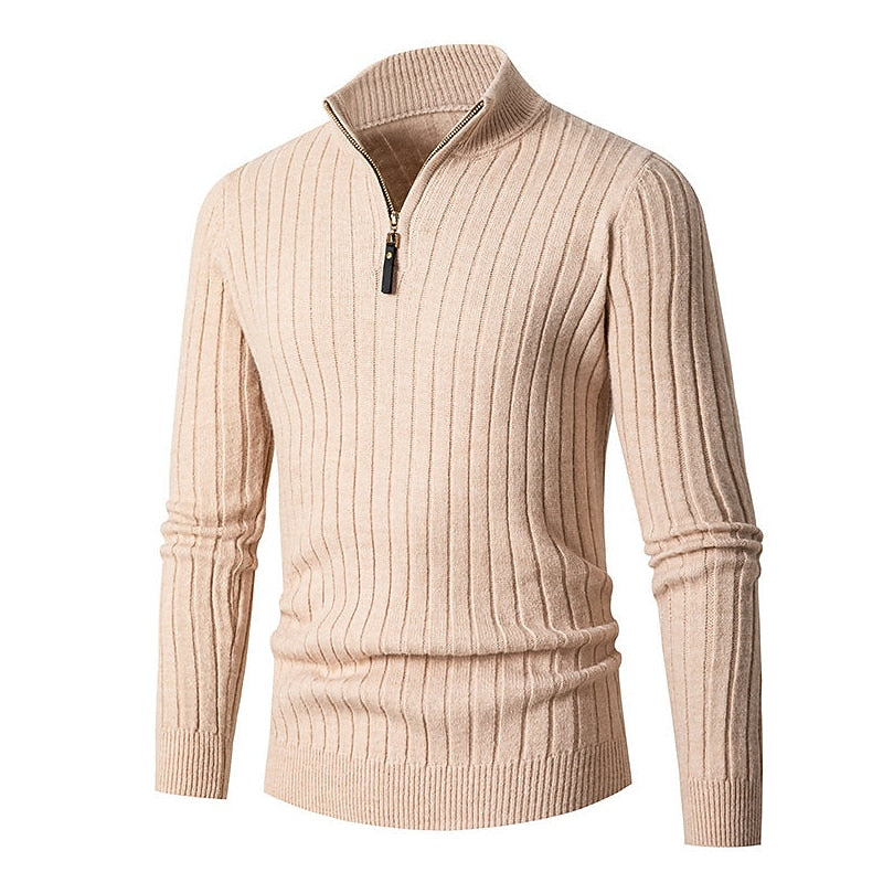 Trevor | Classic Ribbed Quarter-Zip Jumper