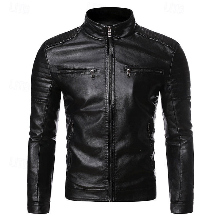 Joshua | Stand-Collar Biker Jacket with Zip Pockets