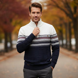 Men's Quarter Zip Cotton Sweater | Classic Fair Isle Comfort & Style