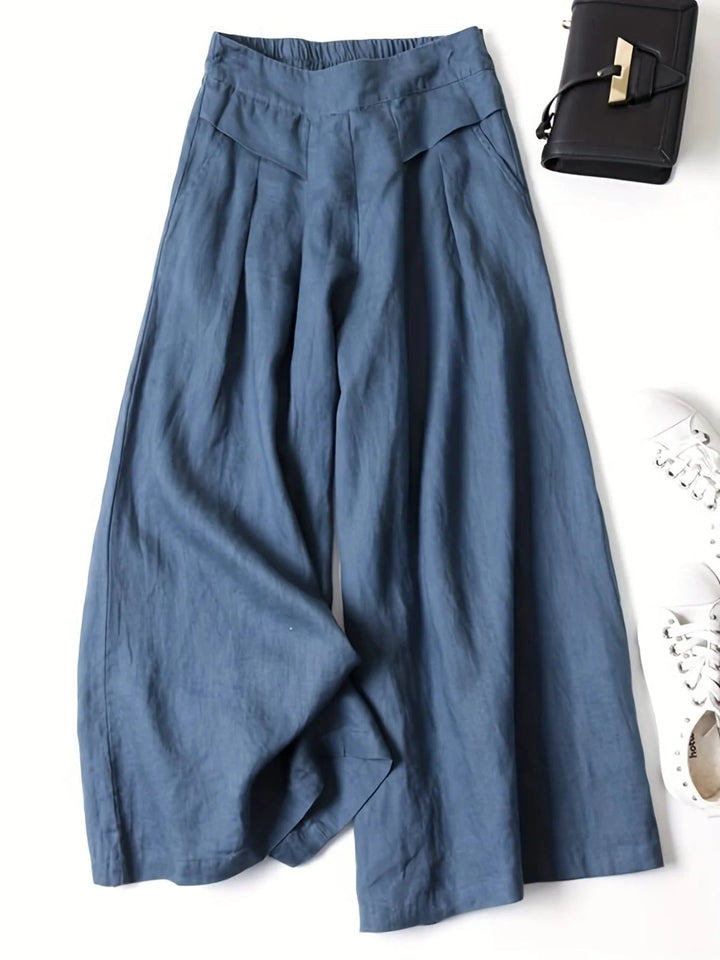 Doris | Cropped Wide-Leg Viscose-Linen Trousers