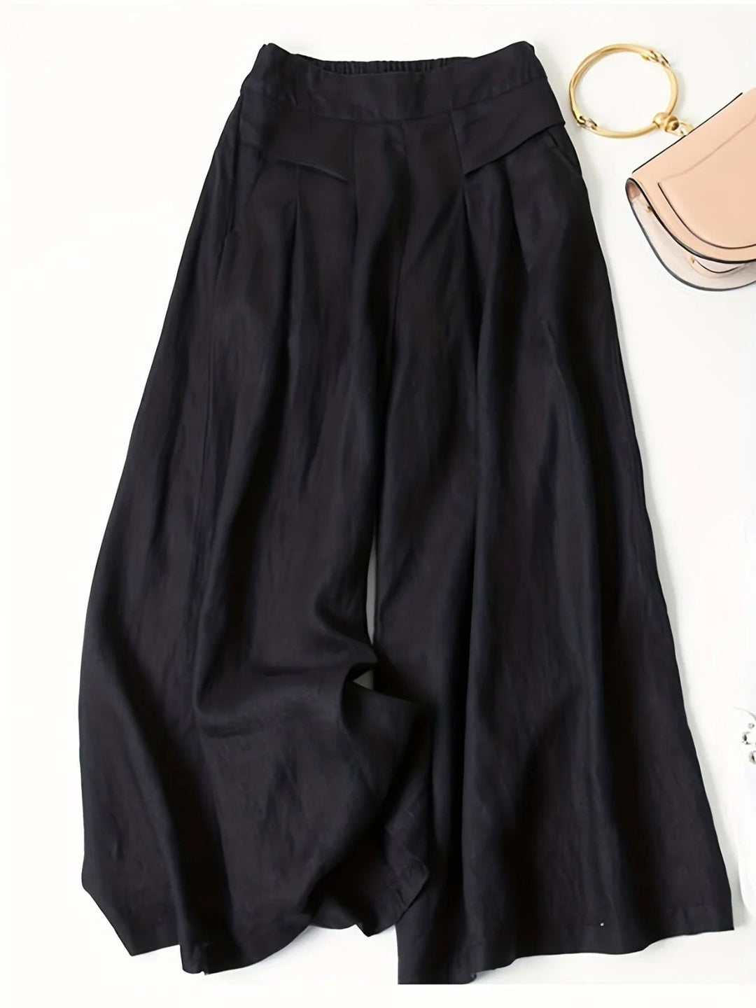 Doris | Cropped Wide-Leg Viscose-Linen Trousers