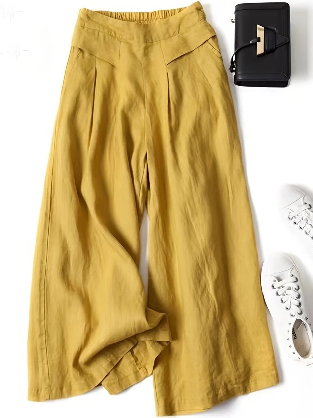 Doris | Cropped Wide-Leg Viscose-Linen Trousers
