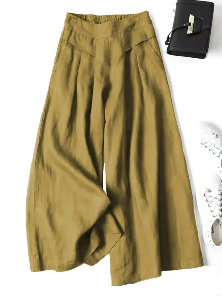 Doris | Cropped Wide-Leg Viscose-Linen Trousers