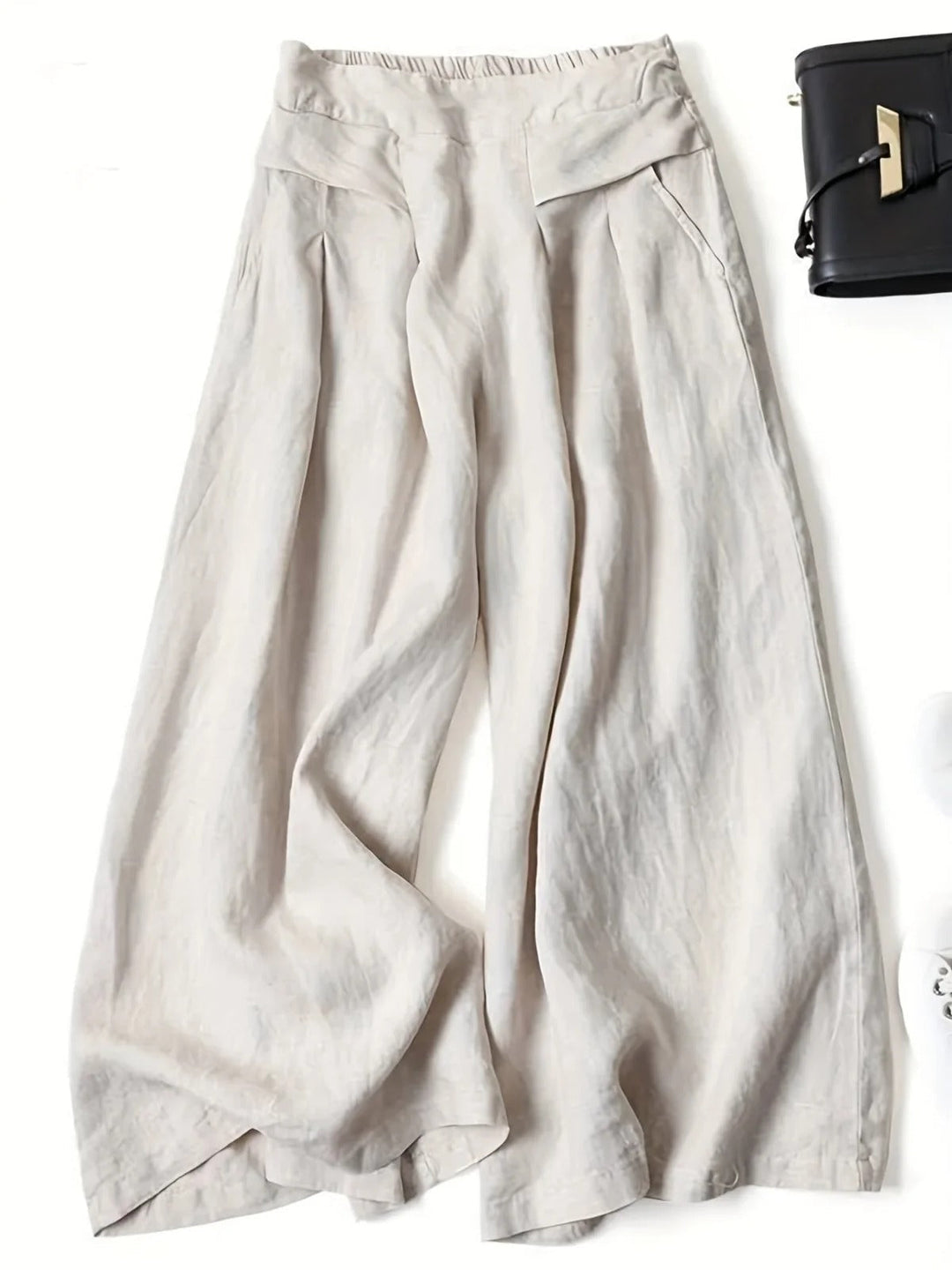 Doris | Cropped Wide-Leg Viscose-Linen Trousers