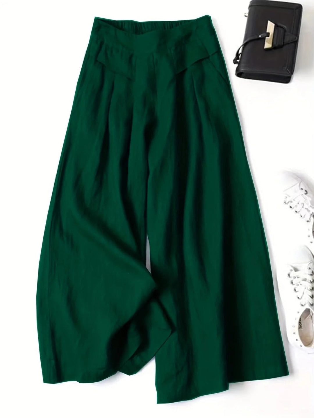 Doris | Cropped Wide-Leg Viscose-Linen Trousers