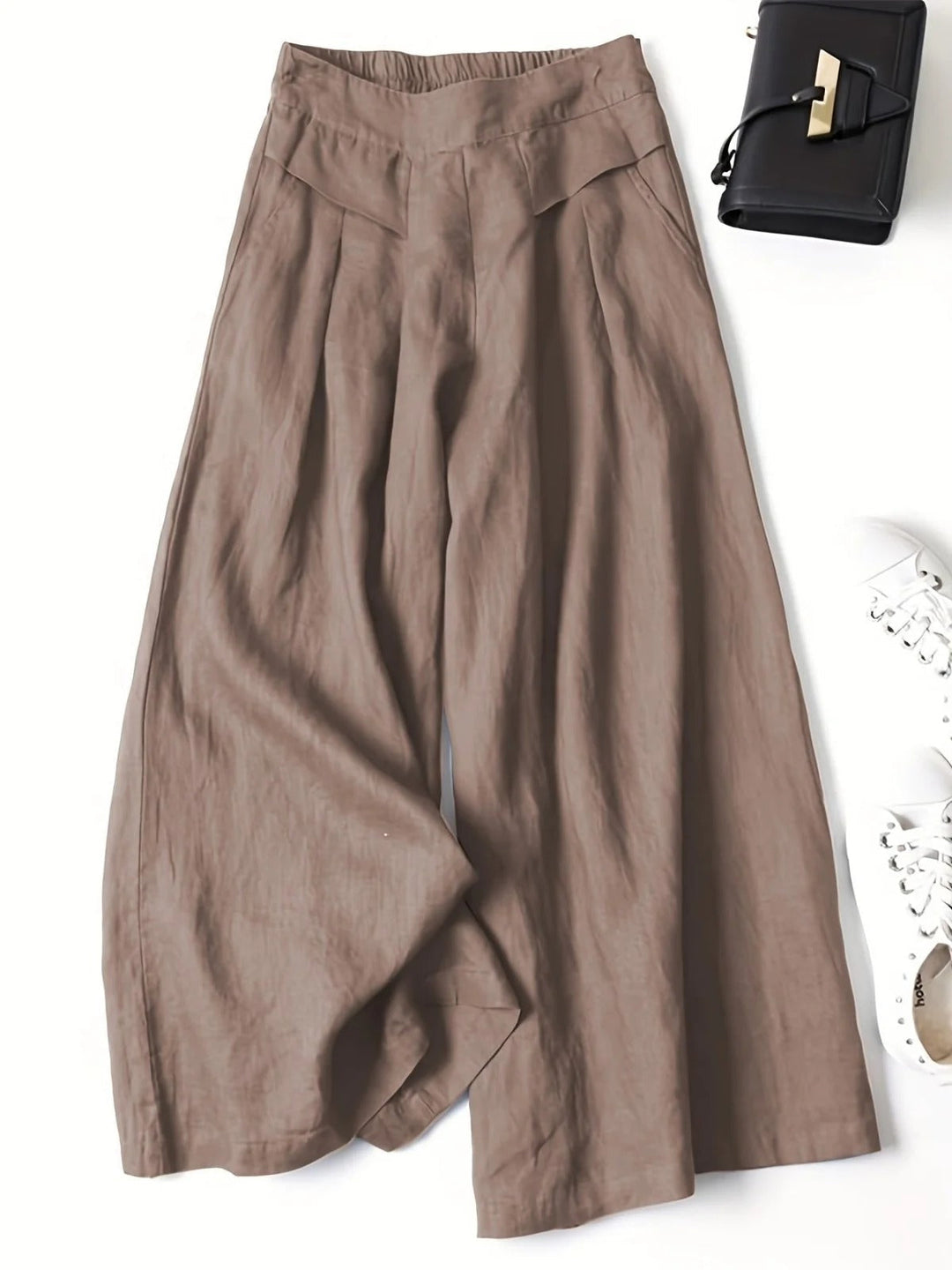 Doris | Cropped Wide-Leg Viscose-Linen Trousers