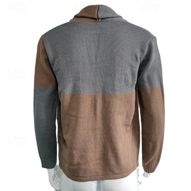 Matthew | Colour-Block Shawl-Collar Cardigan