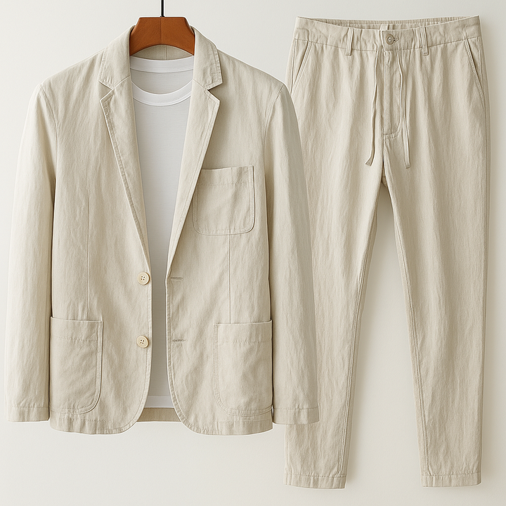 Spencer | Linen Summer Suit with Drawstring Waist
