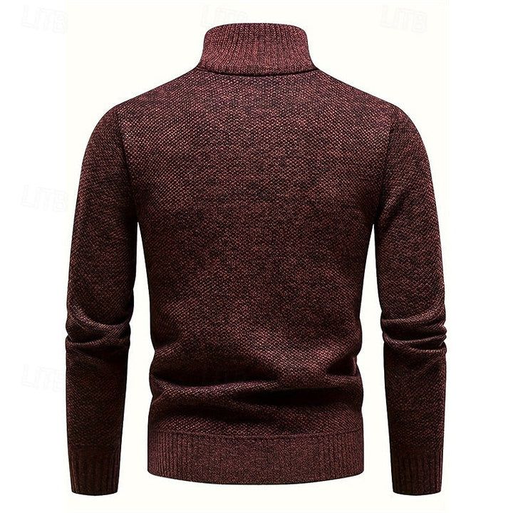 Roger | Textured Half-Zip Jumper in Burgundy