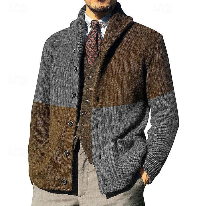 Matthew | Colour-Block Shawl-Collar Cardigan