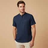 Men's Summer Henley Linen Shirt | Breathable Beach Comfort