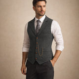 Men's Classic Tweed Suit Gilet | Timeless Sophistication