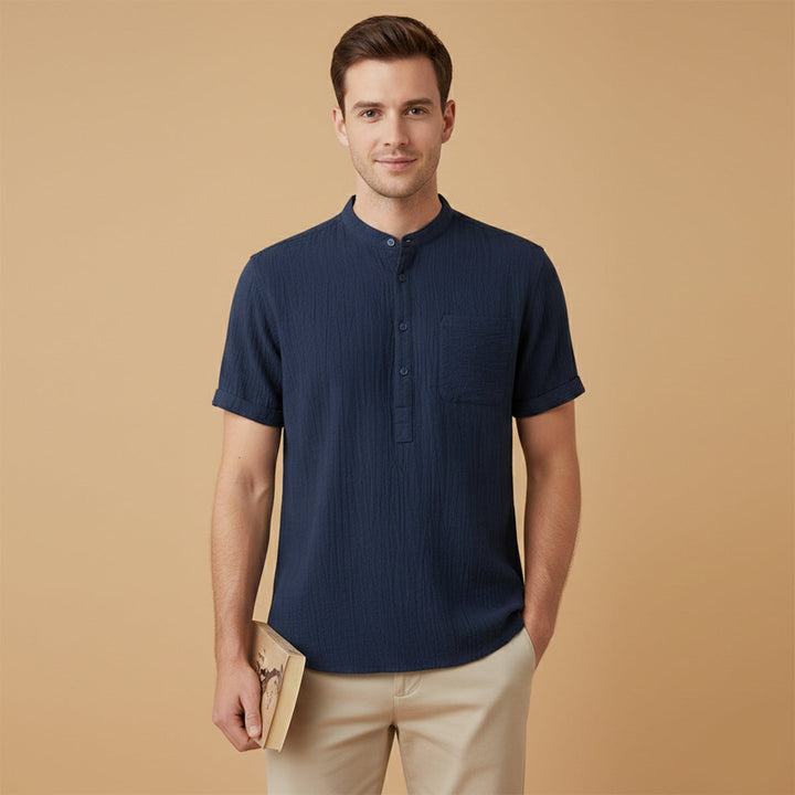 Reginald | Cotton-Linen Henley Shirt