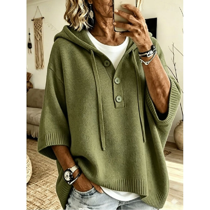 Imogen | Relaxed Hooded Jumper with Button Placket