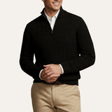 Men's Cable Knit Zipper Sweater | Old Money Sophistication & Winter Warmth