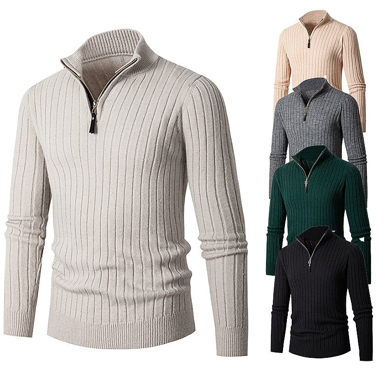 Trevor | Classic Ribbed Quarter-Zip Jumper
