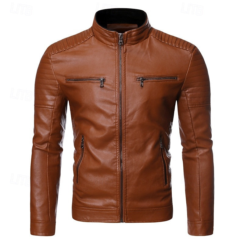 Joshua | Stand-Collar Biker Jacket with Zip Pockets