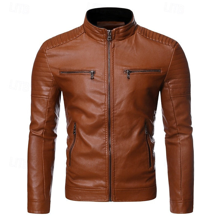 Joshua | Stand-Collar Biker Jacket with Zip Pockets