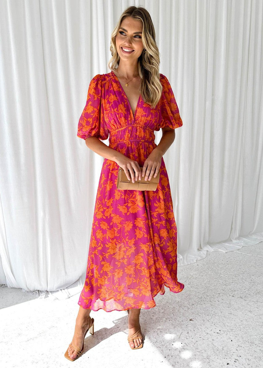 Isabella | Floral Maxi Dress with V-Neck for Occasions