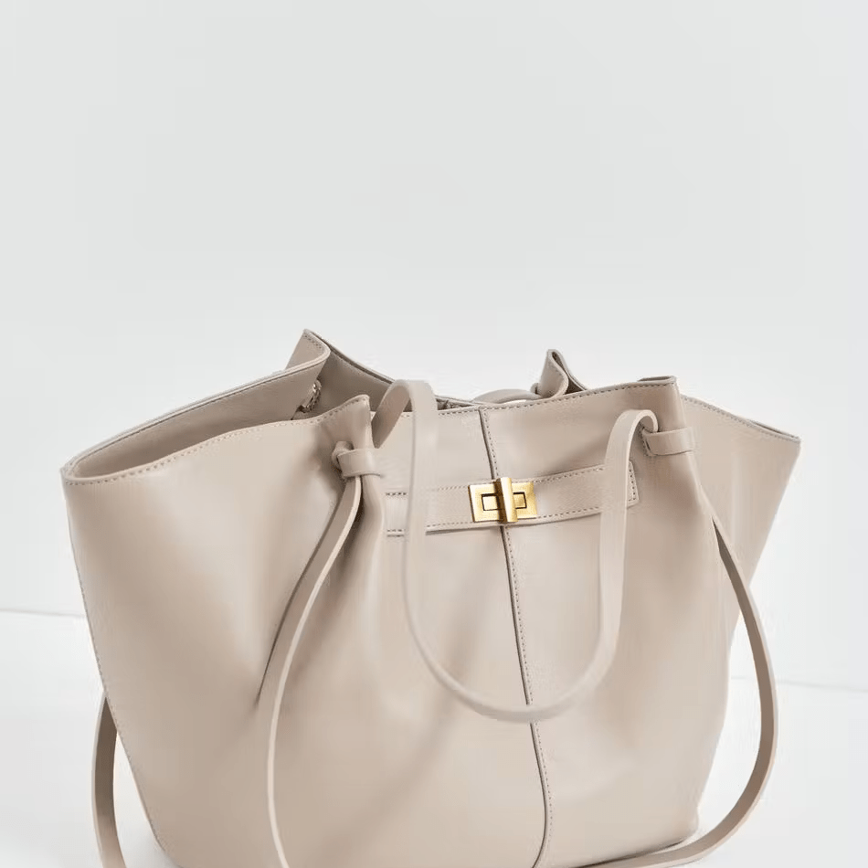 Structured Shopper Bag with Gold-Tone Hardware | Refined Utility, Timeless Style